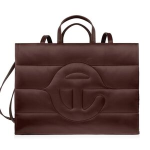 Telfar Dark Brown Quilted Logo Tote